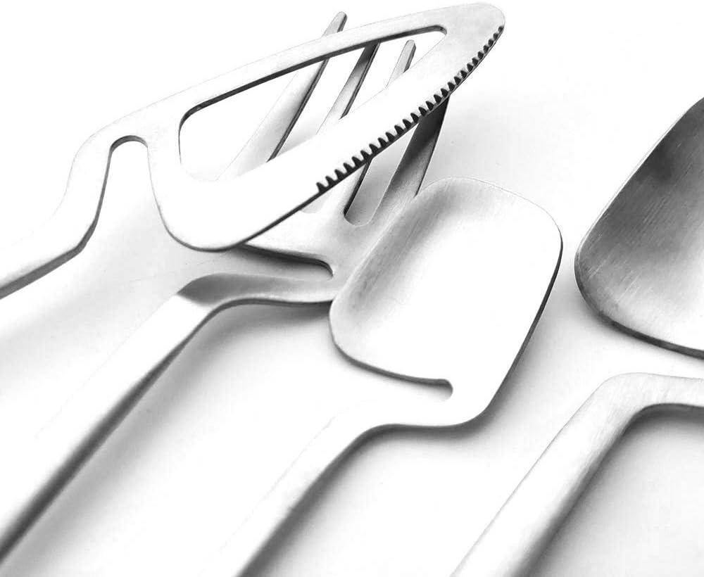 Flatware Set, 24-piece Silverware Cutlery Set with Serving Kitchen Utensil Set Service for 6, 304 Stainless Steel Utensils, Knife/Fork/Spoon, Matte Finish (A-Silver)