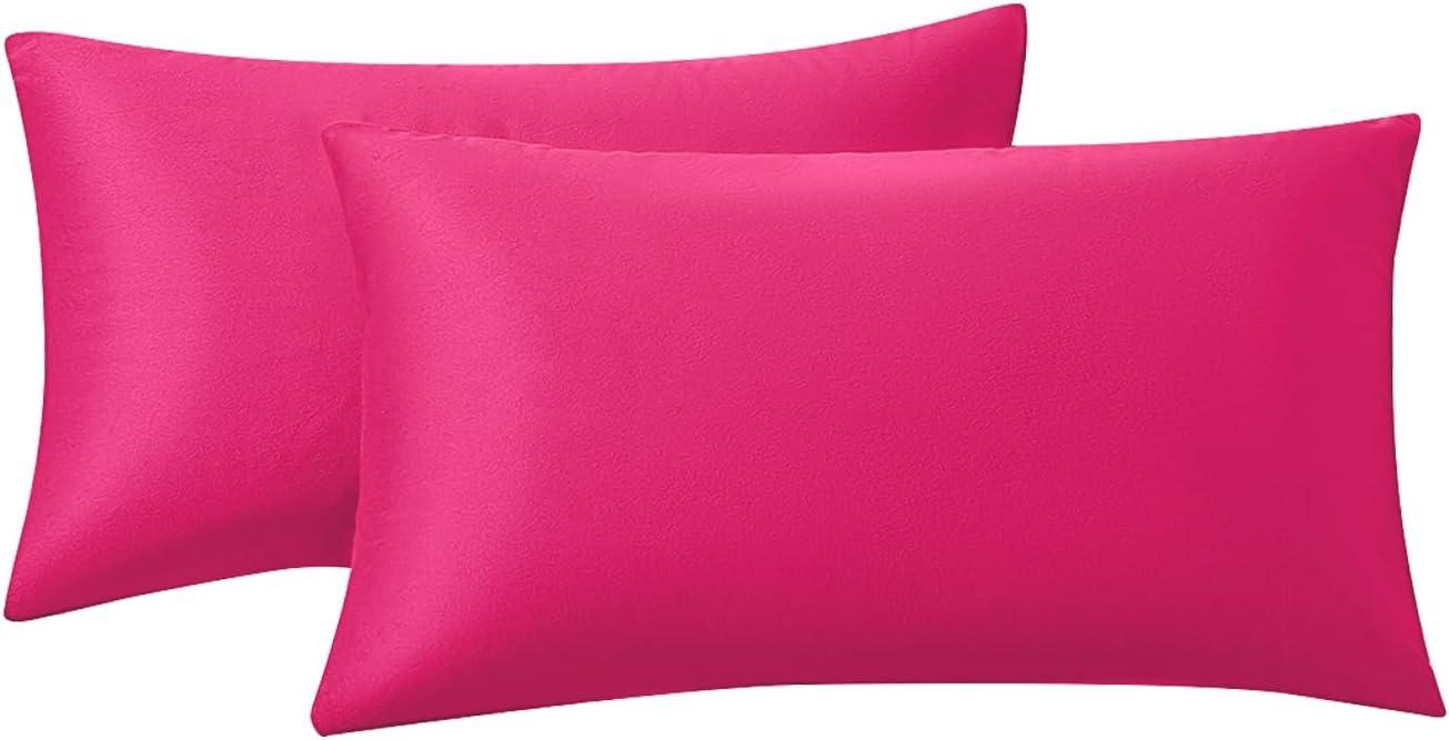RainRoad Hot Pink Throw Pillows Covers Set of 2 Soft Velvet Decorative Pillow Covers 18x18 Inch for Couch Bed(Hot Pink, 18" x 18"(Pack of 2))