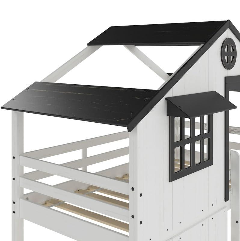 Child Craft Play House Twin Over Twin Standard Bunk Bed