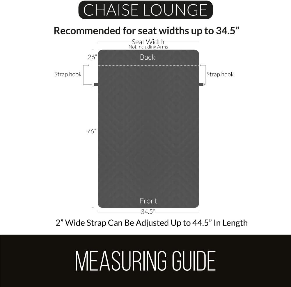 Sofa Shield Chaise Slip Cover with Patented Strap, Cushion Protector, US Designed Reversible Stain and Dog Tear Resistant Slipcover, 102x34 inch Seat, Washable Covers for Dogs Pets, Light Taupe