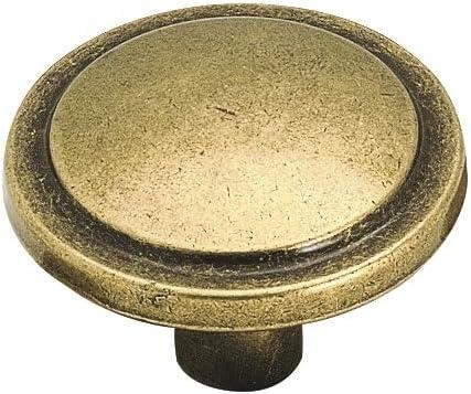 Burnished Brass Round Cabinet Knob with Mounting Hardware