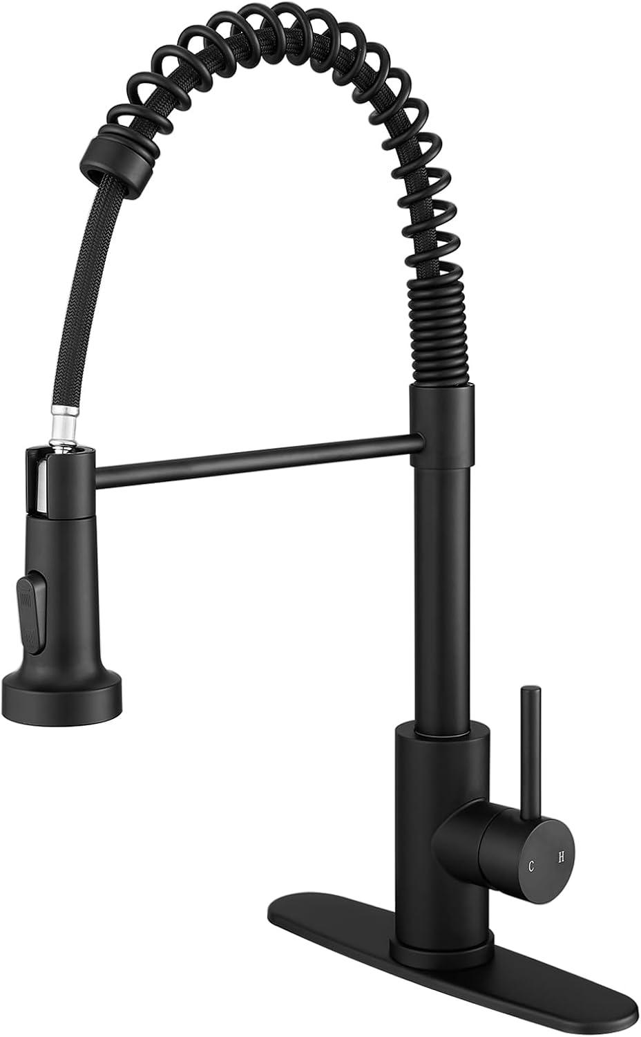 Matte Black Stainless Steel Pull Down Kitchen Faucet with Spray