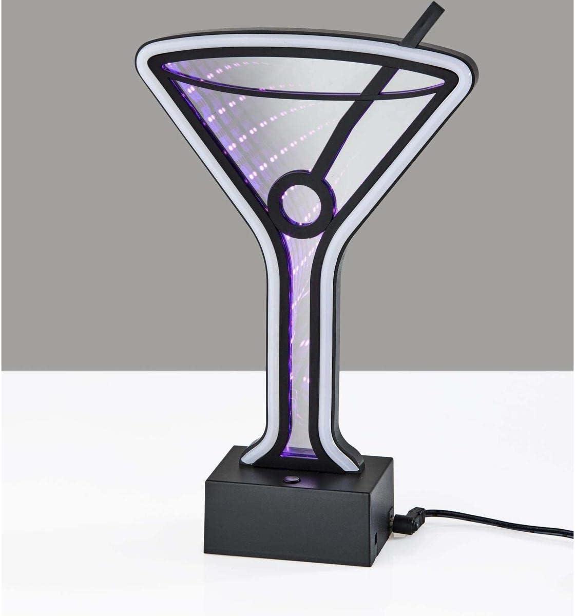 Infinity Neon Martini Glass Table/Wall Lamp Black - Adesso: USB Powered, Battery Option, LED Lighting