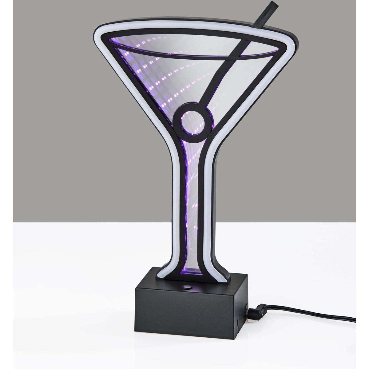 Infinity Neon Martini Glass Table/Wall Lamp Black - Adesso: USB Powered, Battery Option, LED Lighting