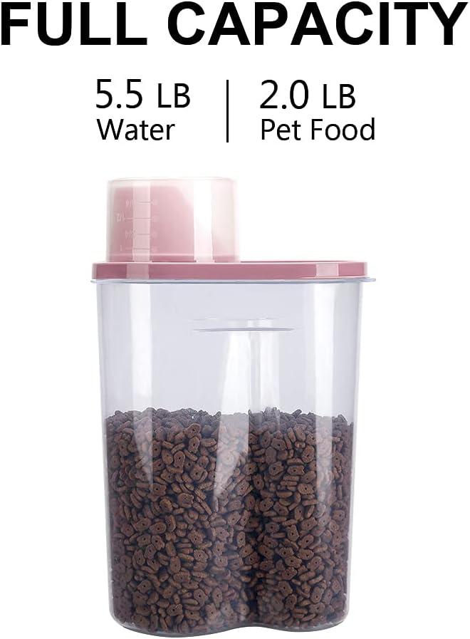 GreenJoy Pet Food Container Dog Cat Food Storage with Measuring Cup GreenJoy 2 Pack 2lb/2.5L