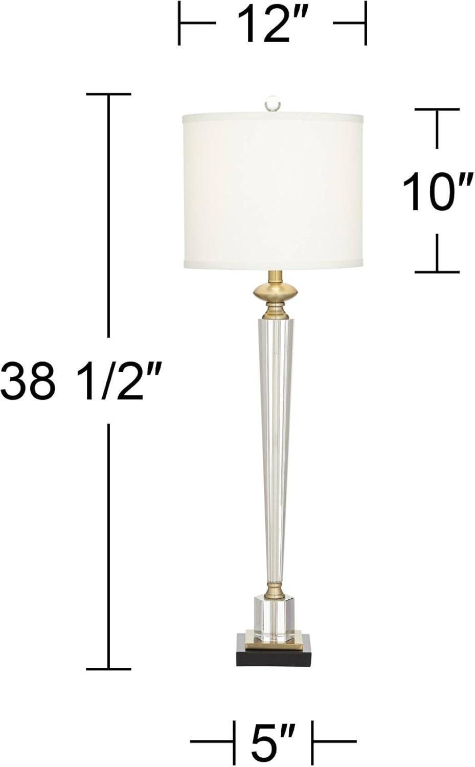 Vienna Full Spectrum Modern Table Lamps 38 1/2" Tall Set of 2 Clear Crystal Glass Hexagonal Column White Drum Shade for Bedroom Living Room Bedside