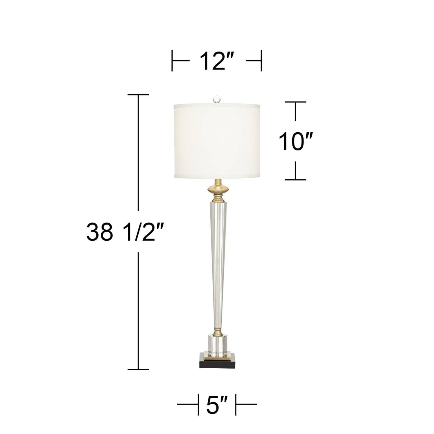Vienna Full Spectrum Modern Table Lamps 38 1/2" Tall Set of 2 Clear Crystal Glass Hexagonal Column White Drum Shade for Bedroom Living Room Bedside