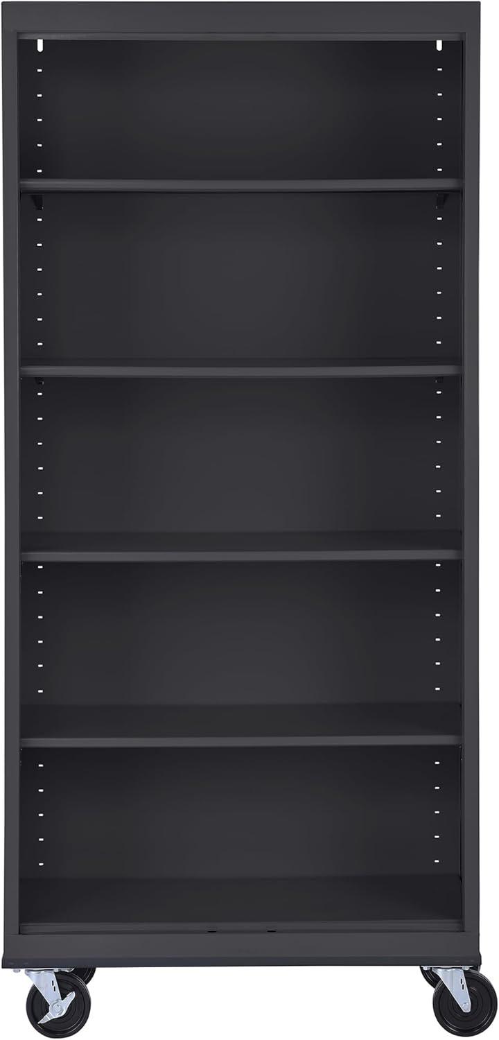 Sandusky Lee 36" W x 18" D x 78" H Steel Mobile Bookcase with 4 Adjustable Shelves by Sandusky