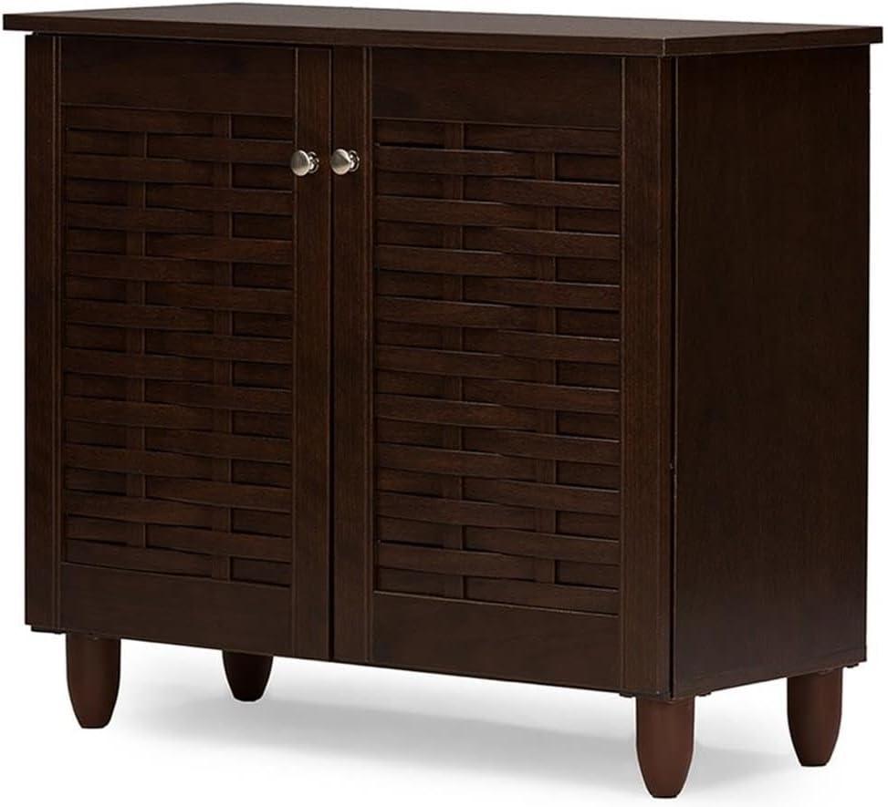Wholesale Interiors Winda Modern and Contemporary 2-Door Dark Brown Wooden Entryway Shoes Storage Cabinet -