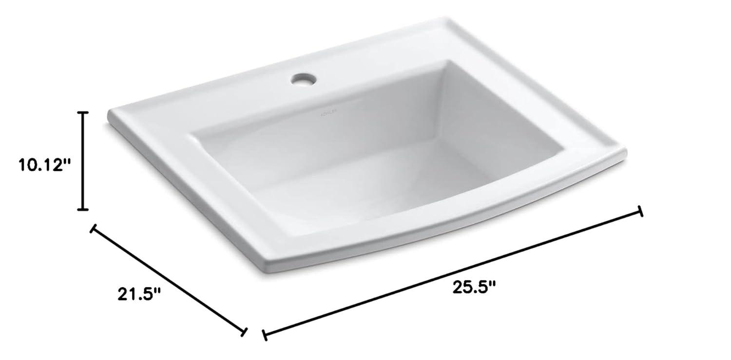 Archer® Vitreous China Rectangular Drop-In Bathroom Sink with Overflow
