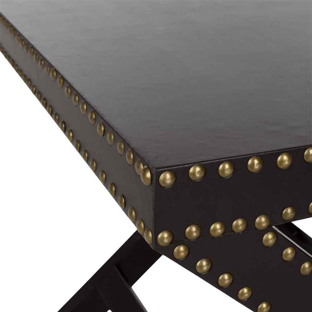 Transitional Jeanine Charcoal Grey Wood and Metal Rectangular End Table