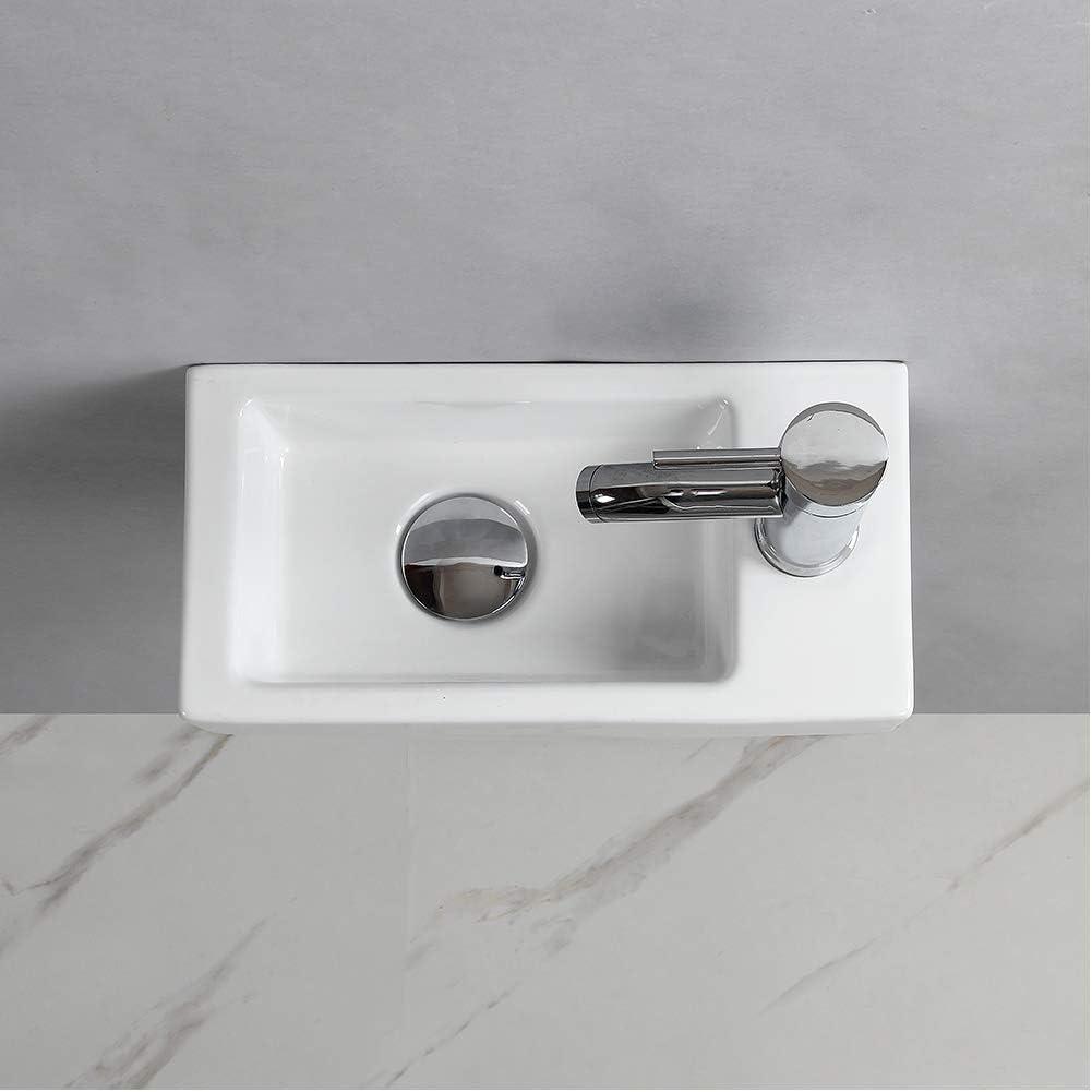 BTERAZ B07XP1R7ZZ BTERAZ 7.3'' White Ceramic Rectangular Bathroom Sink