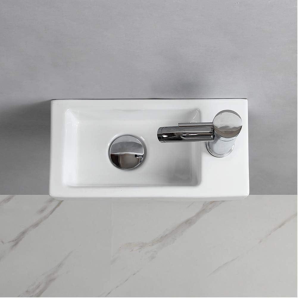 BTERAZ 7.3'' White Ceramic Rectangular Bathroom Sink