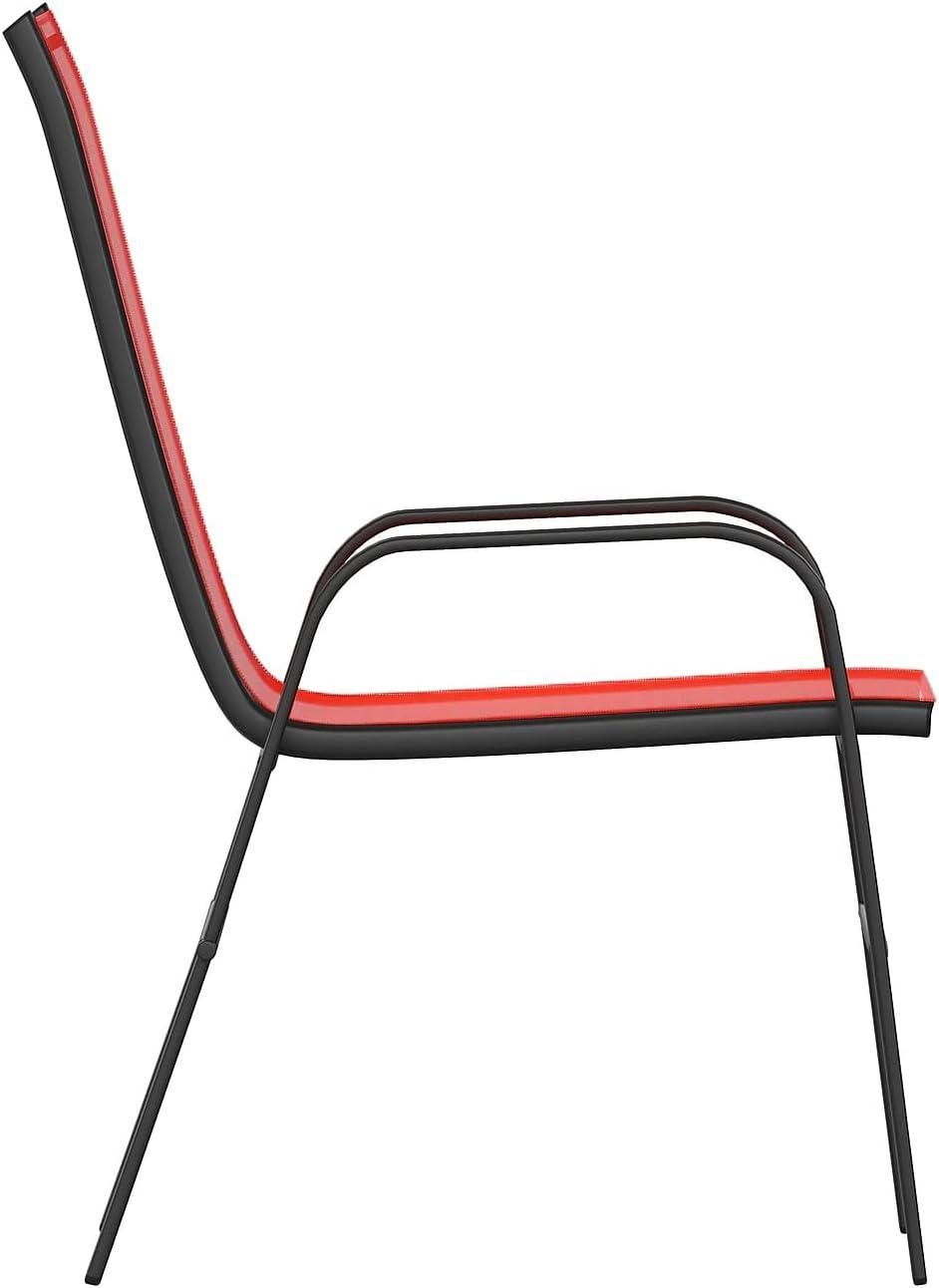 Flash Furniture Brazos Metal Patio Stack Chair in Red (Set of 4)