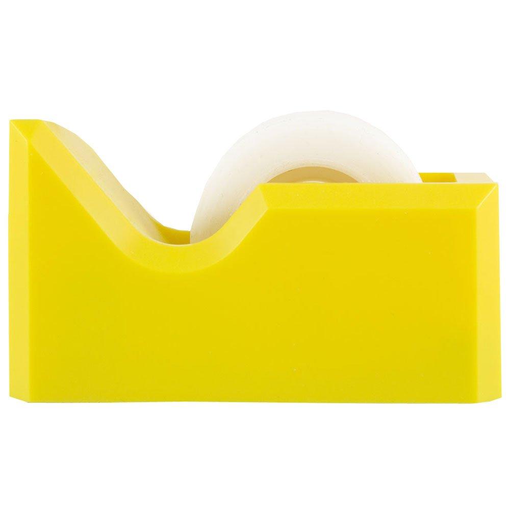 JAM Paper Colorful Desk Tape Dispensers - Yellow: Plastic Stationery for School & Office