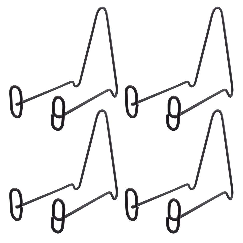 MOCOUM 4 Pack Display Stand Easel Iron Bowl Stands for Display Large Deep Bowls, Platters and Deep Dishes (Black, 7 inch, 4 pack)