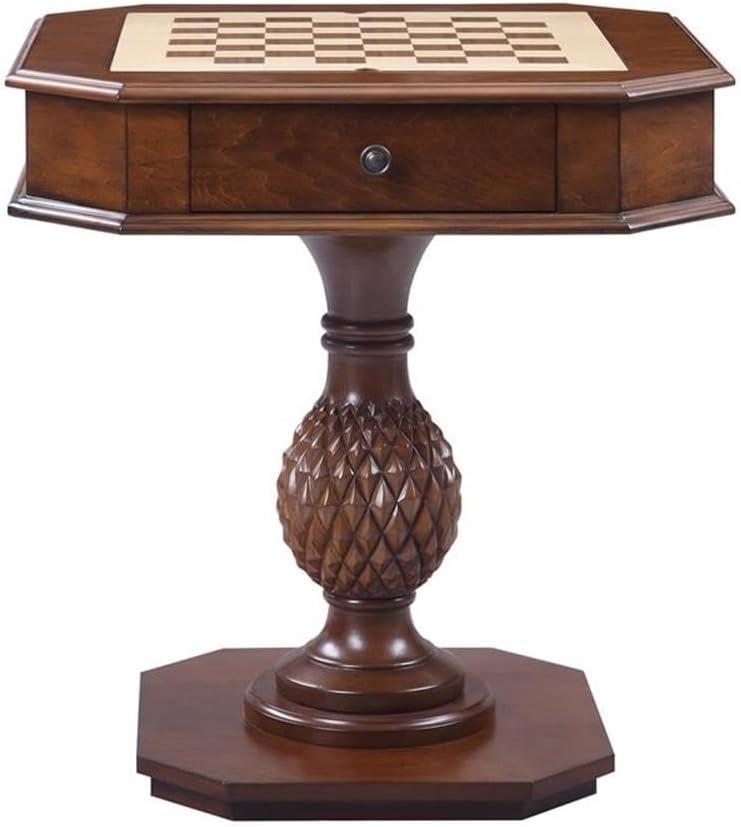 Wooden Game Table with Drawer and Reversible Game Tray Brown - Saltoro Sherpi