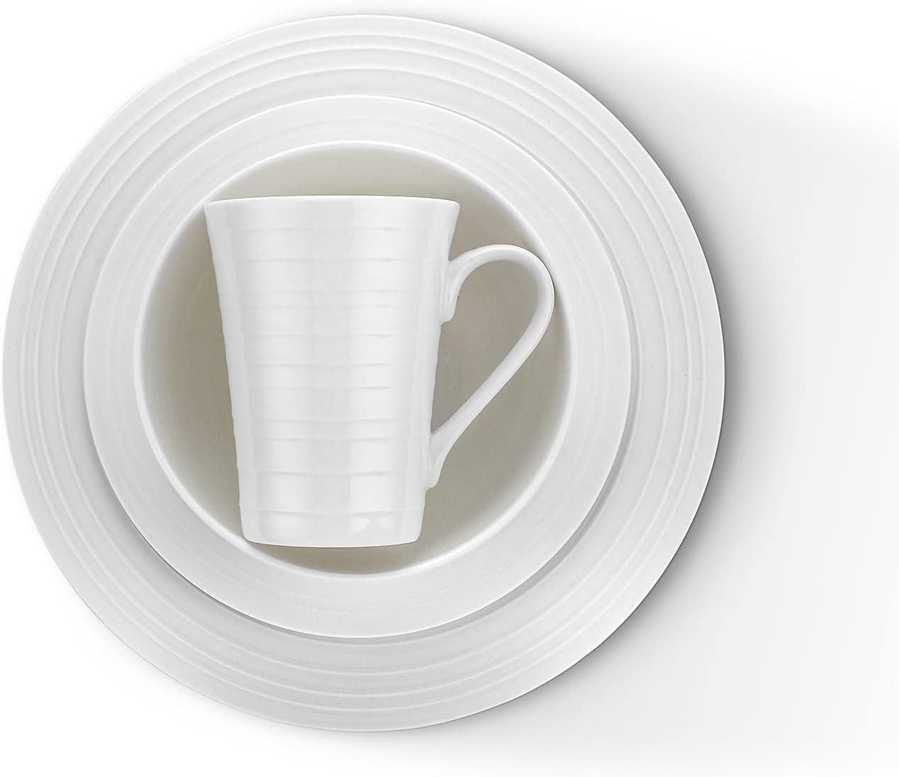 White Porcelain Swirl Design 16-Piece Dinnerware Set