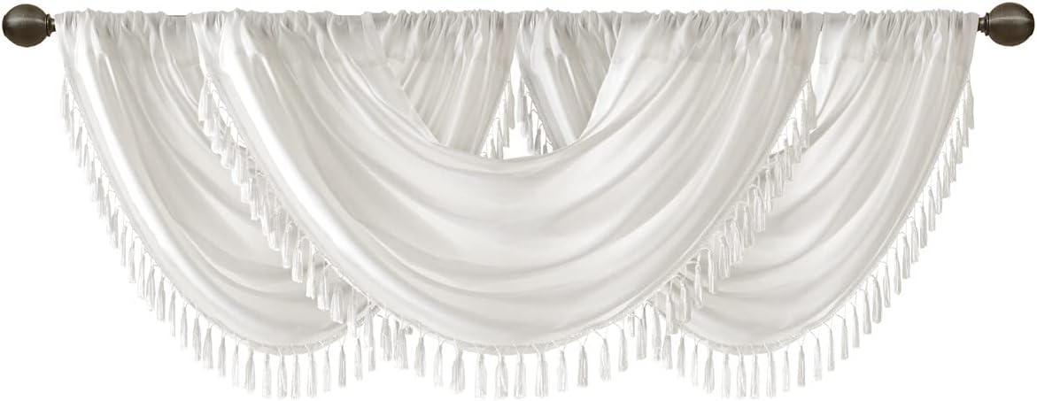 Elena Faux Silk Waterfall Embellished 38'' W Window Valance