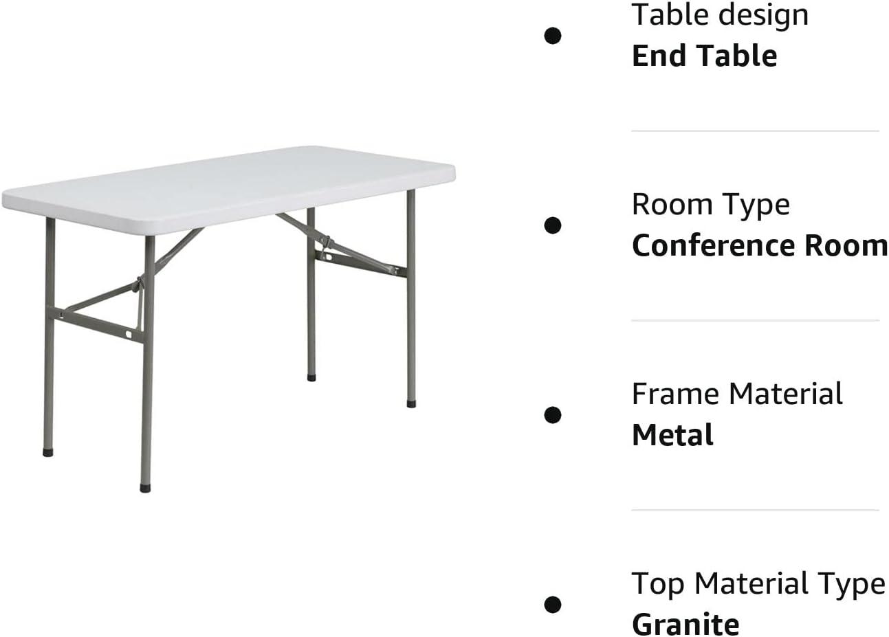 Granite White 4-Foot Rectangular Plastic Folding Table