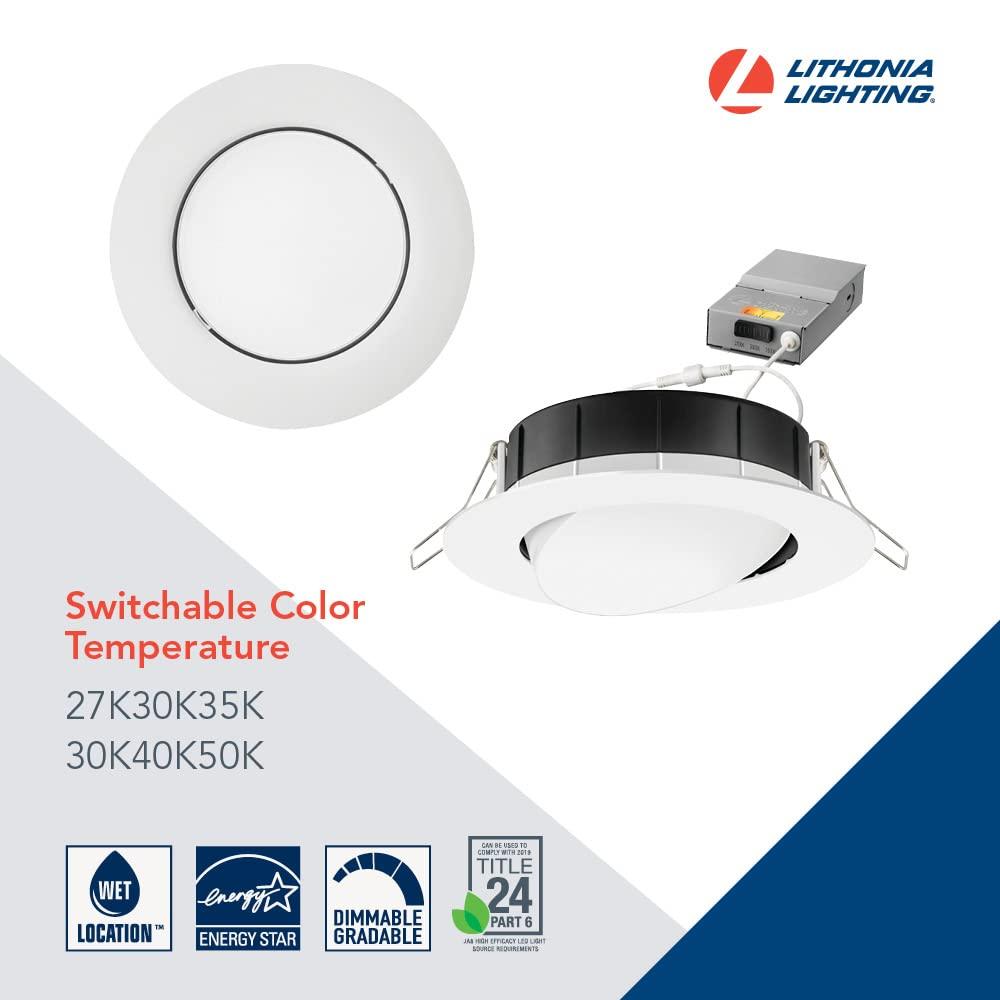 6-Inch Matte White Adjustable LED Gimbal Wafer Downlight