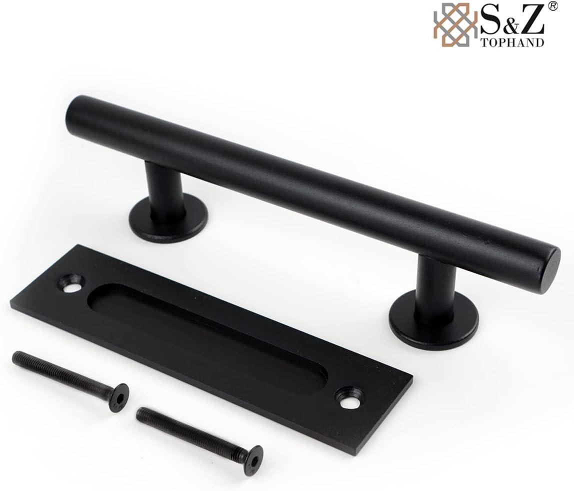 S&Z TOPHAND Paneled Wood Unfinished Barn Door with Installation Hardware Kit