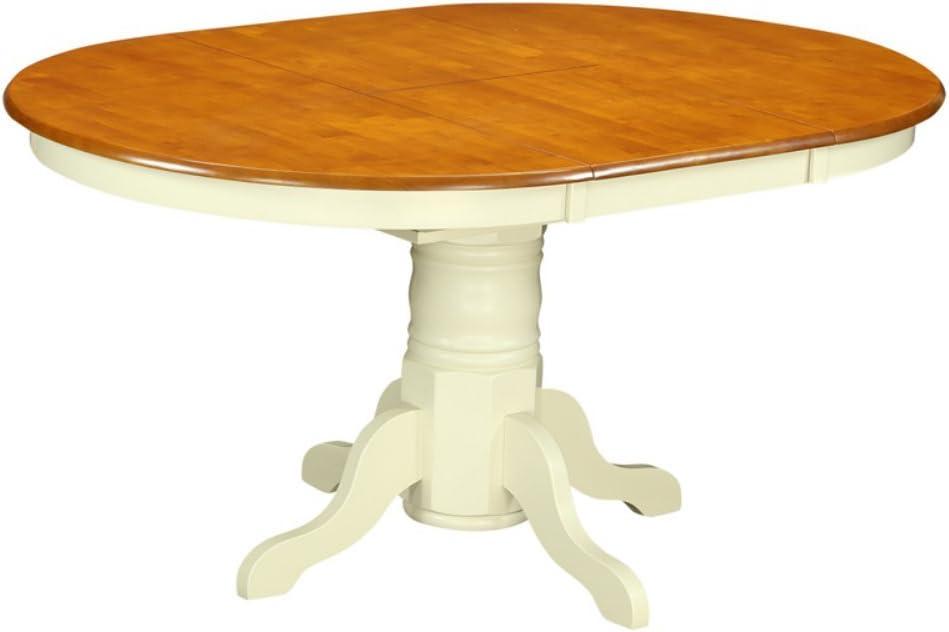 Contemporary Buttermilk & Cherry Wood Round Extendable Dining Table