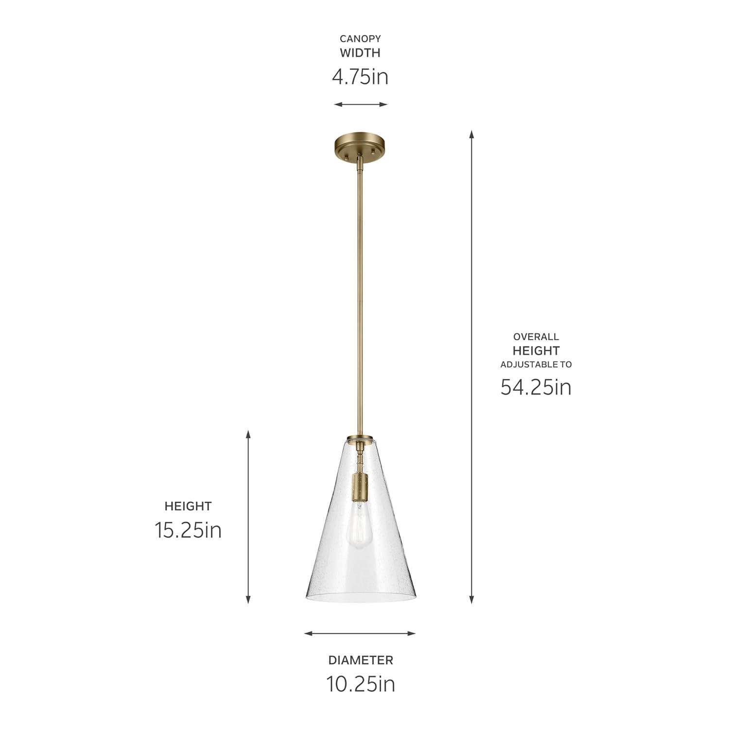 Natural Brass Mini Pendant with Clear Seeded Glass Shade