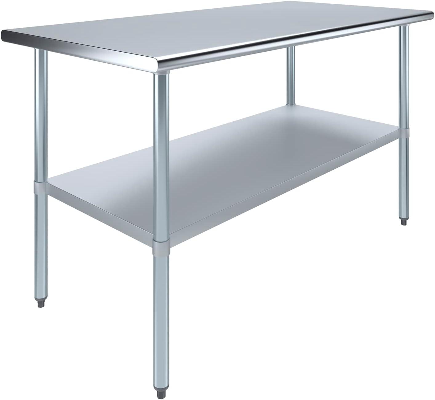 Stainless Steel Work Table with Undershelf. Metal Prep Table. NSF - Certified