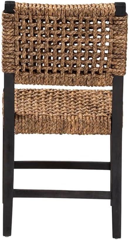 bali & pari Alise Modern Bohemian Dark Brown Mahogany Wood and Seagrass Dining Chair