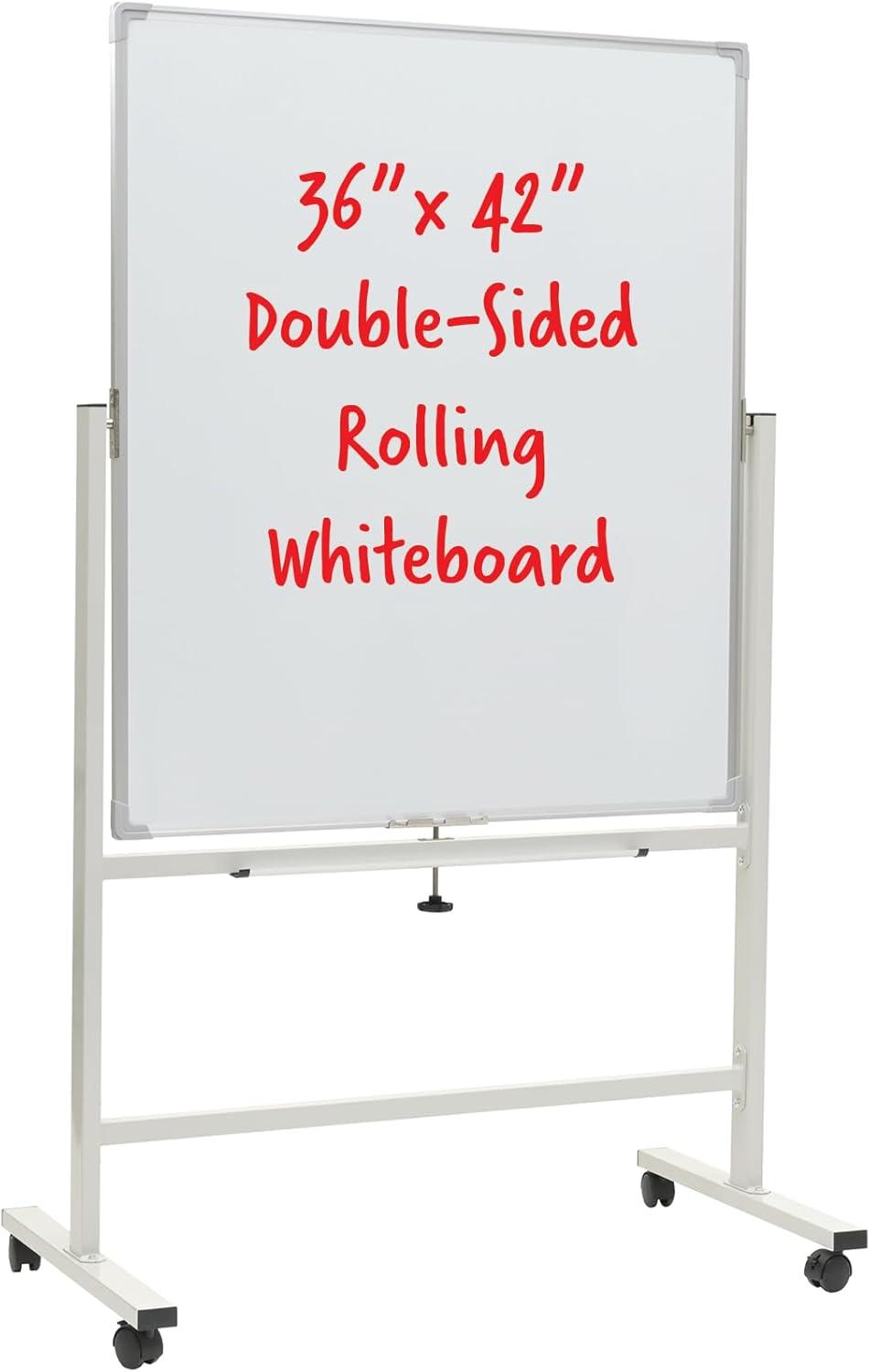 Reversable Whiteboard on Wheels - 36"x 42" (White Frame)