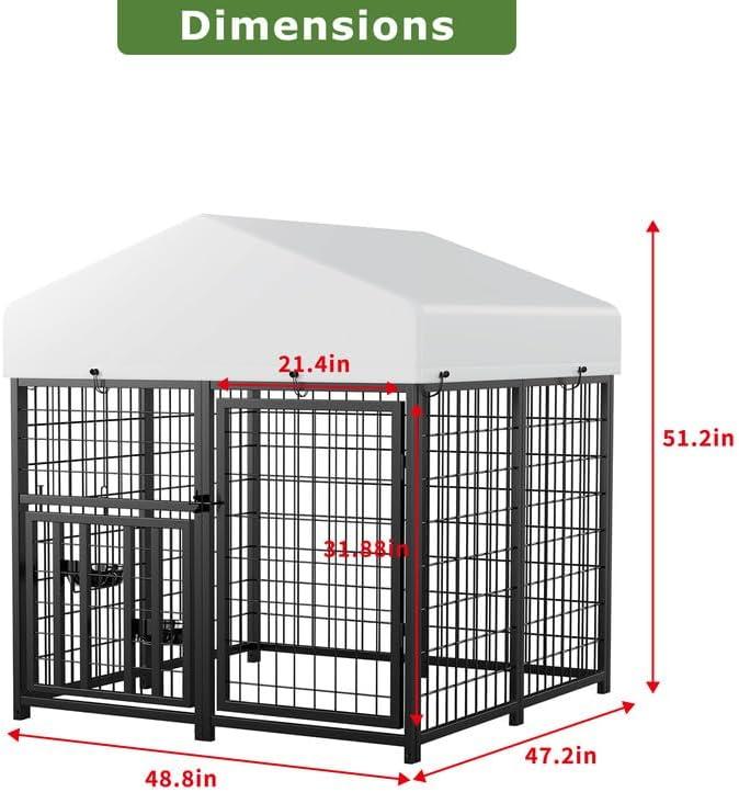 LOVMOR Large Dog Kennel Outdoor Pet Pens Dogs Run Enclosure Animal Hutch Metal Coop Fence with Rotating Bowl