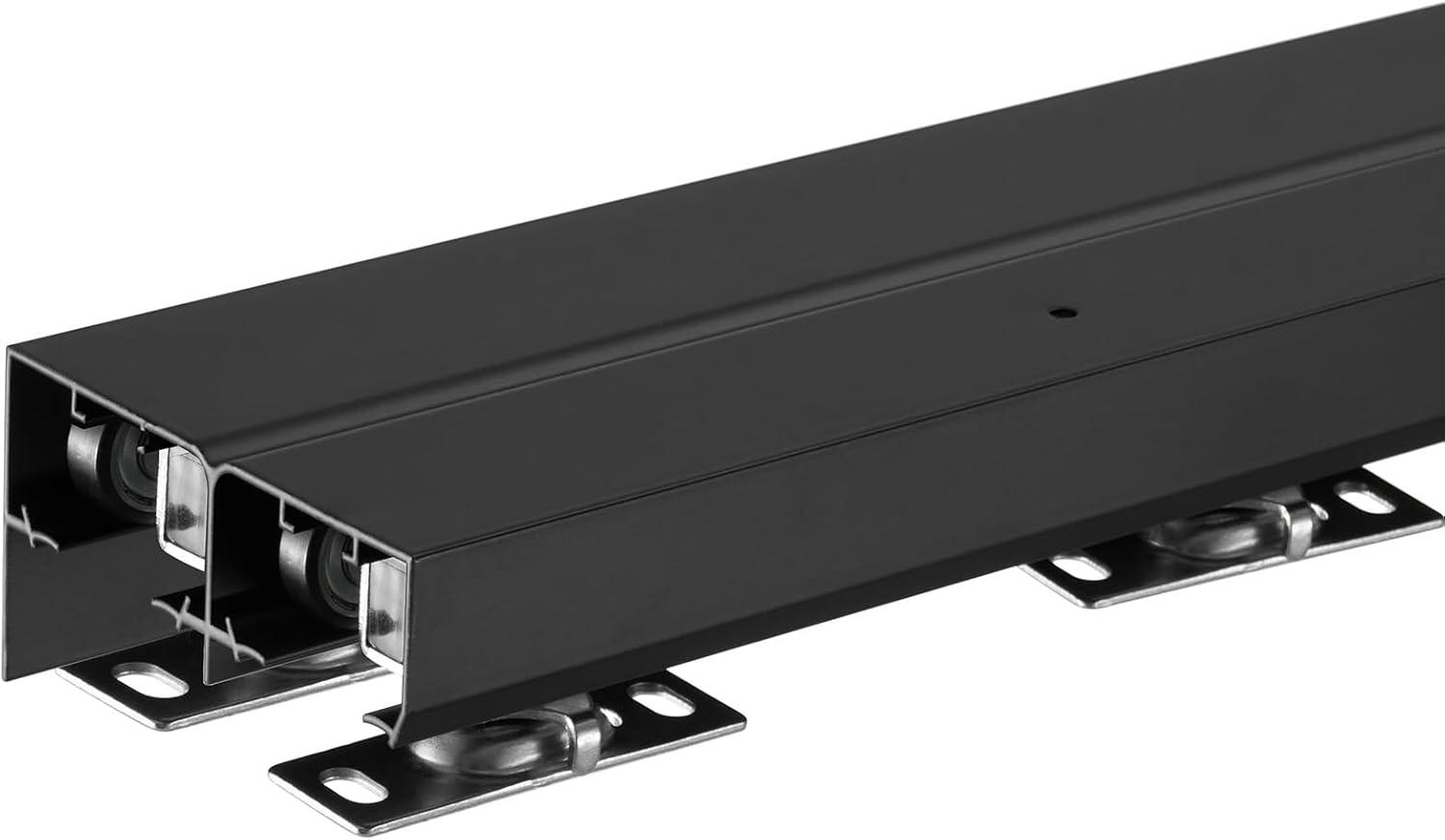 VEVOR 8ft Bypass Sliding Door Hardware Kit – Black Closet Door Track for 2-Door System