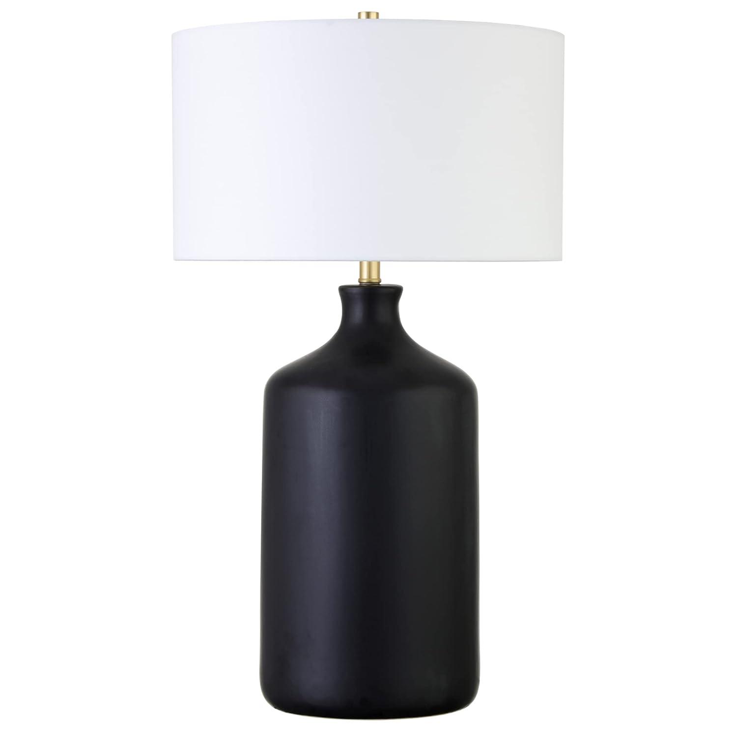Evelyn&Zoe Sloane 29" Transitional Ceramic Table Lamp with White Drum Fabric Shade