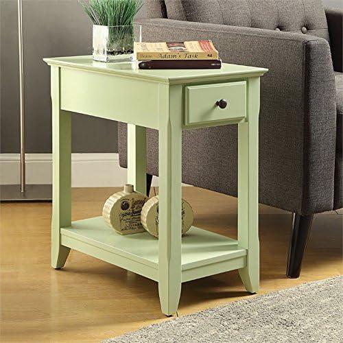 Acme Furniture 13" Bertie Accent Table Light Green Finish: Wood Composite, Beveled Edges, Drawer Storage, No Assembly Required