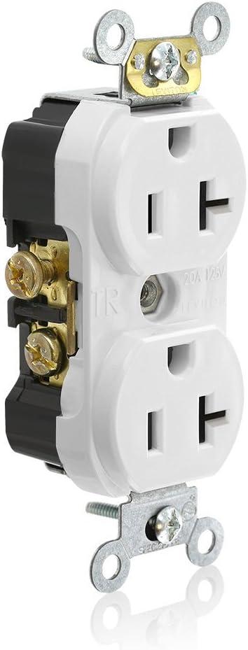 White Tamper Resistant Duplex Receptacle with Wall Plate