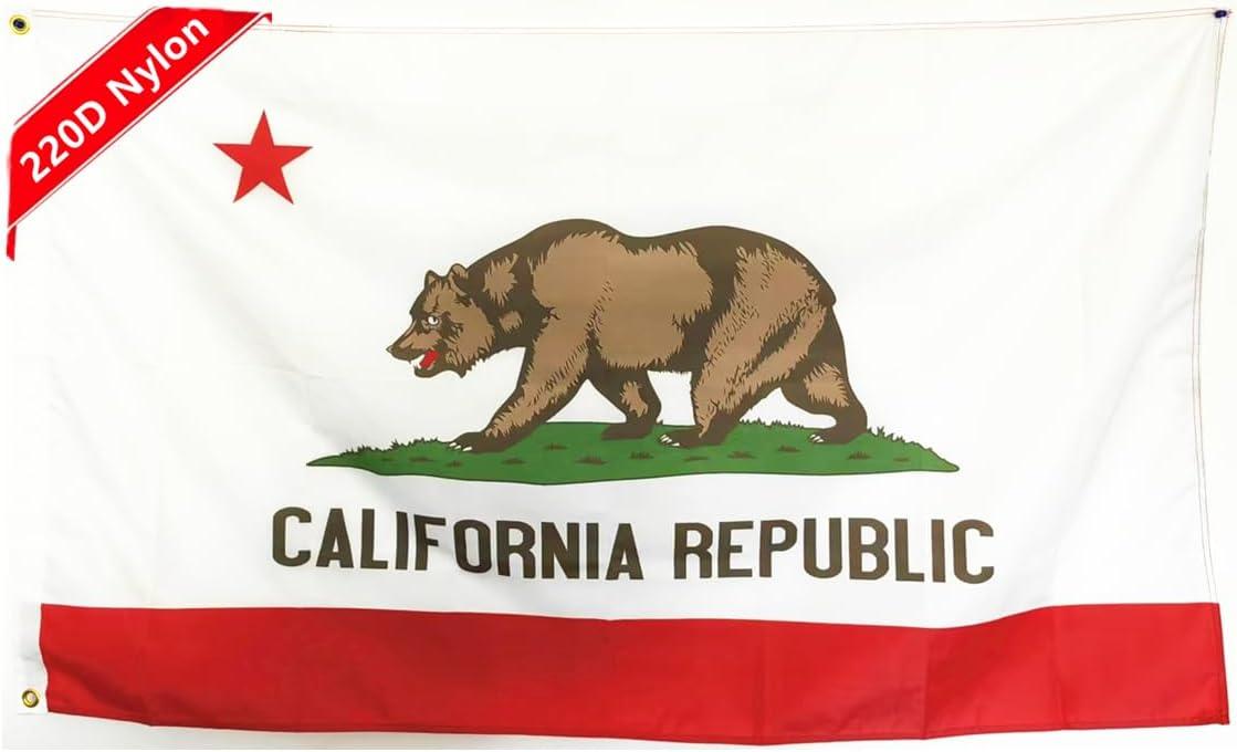 California State Flags 3x5FT,Heavy Duty 220D Nylon Flag, Vivid Colors,Calif. CA Flags Banners with 2 Brass Grommets for Indoor Outdoor. (California, 3x5)