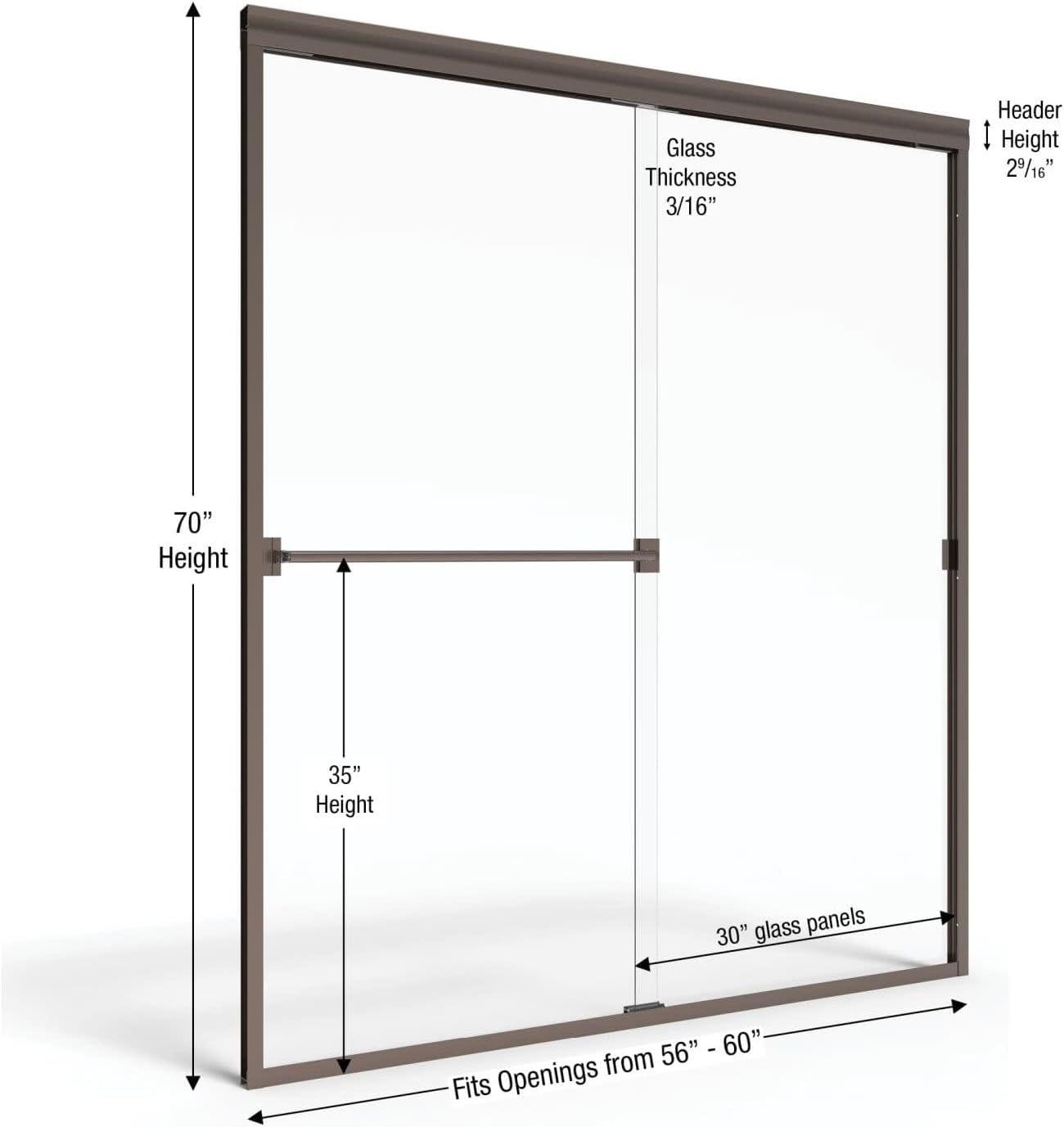 Classic 56" W x 70" H Frameless Shower Door