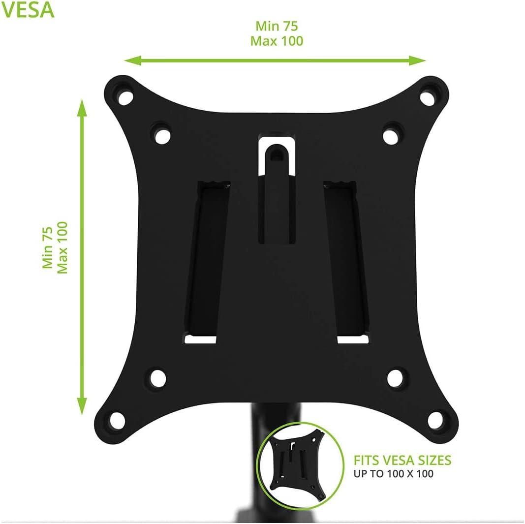 Black Aluminum Dual Monitor Desktop Mount with 360° Rotation