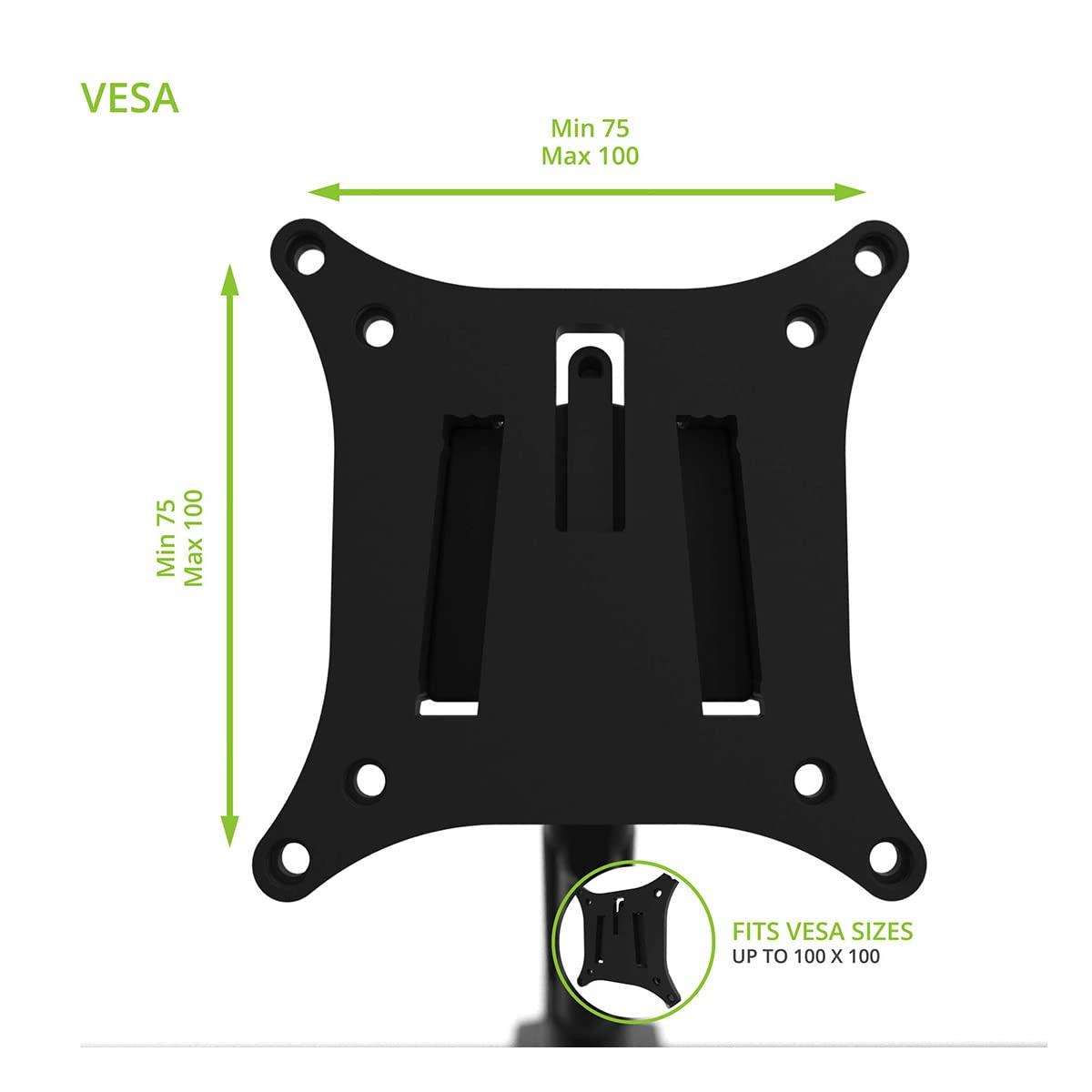 Black Aluminum Dual Monitor Desktop Mount with 360° Rotation