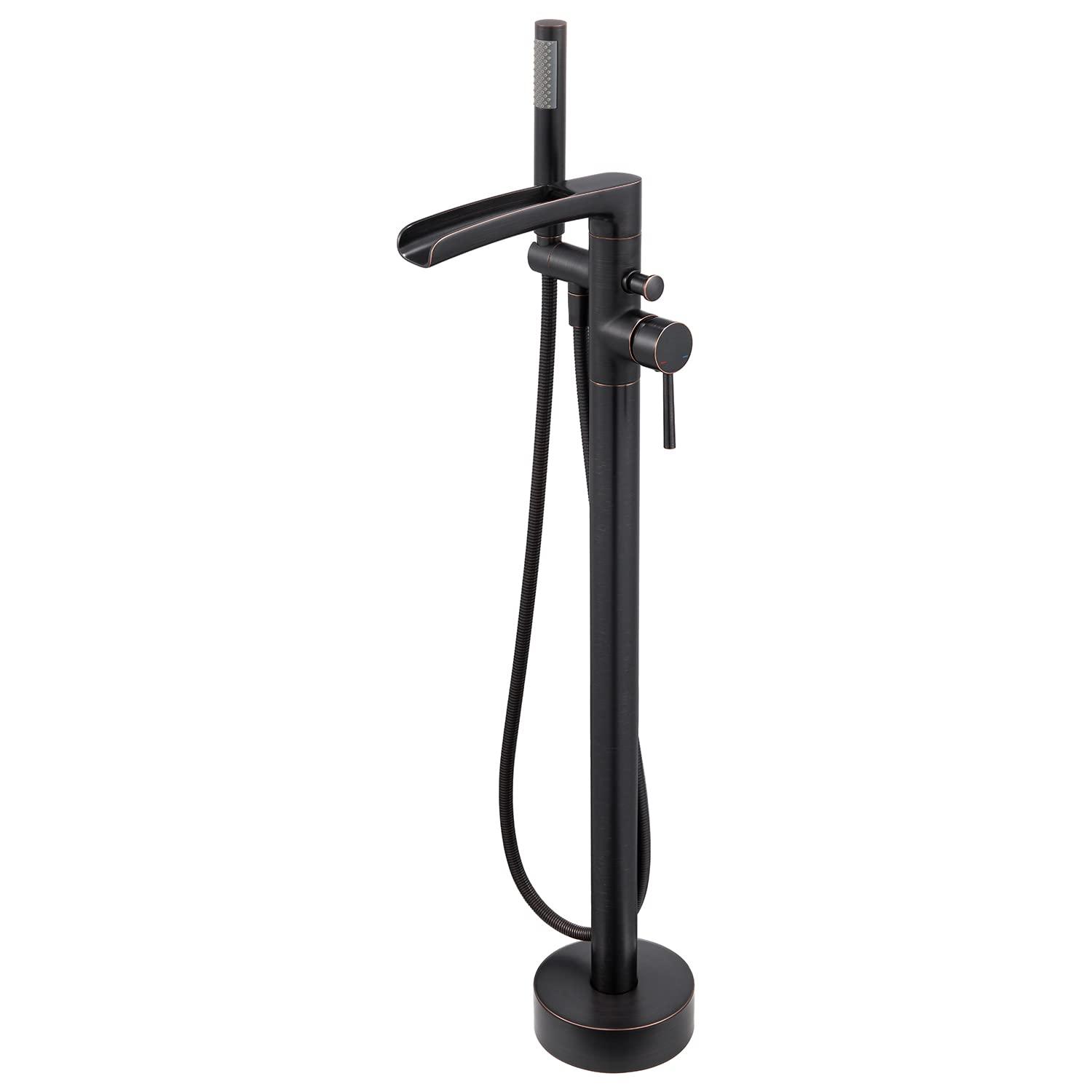 Single Handle Floor Mounted Freestanding Tub Filler Faucet with Handshower
