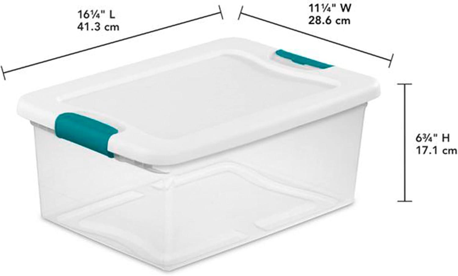 Sterilite 15 Qt Stackable Storage Box with Latching Lid, 12 Pack Bundled with 6 Qt Plastic Organizing Bin with Latch Lid, 12 Pack