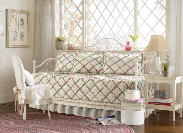 White Fringe Sham (Standard) - Laura Ashley: Cotton Diamond Pattern, Machine Washable, No Fill Pillow Cover