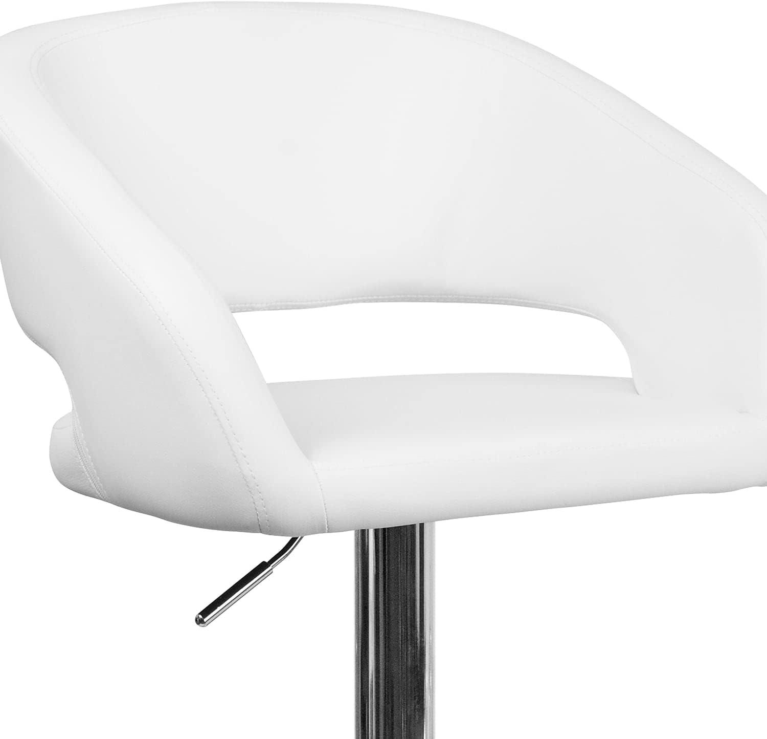 Flash Furniture Contemporary Vinyl Adjustable Height Barstool with Rounded Mid-Back