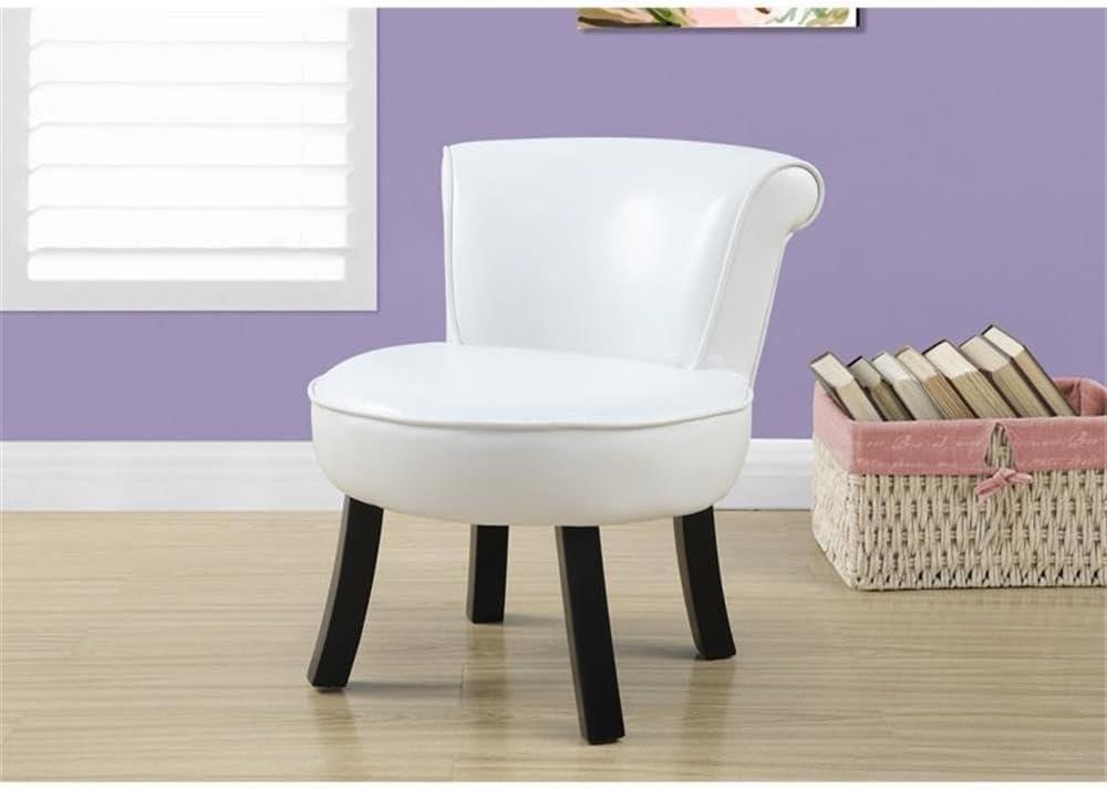 Monarch Specialties Juvenile Chair, Accent, Kids, Upholstered, White Leather Look,