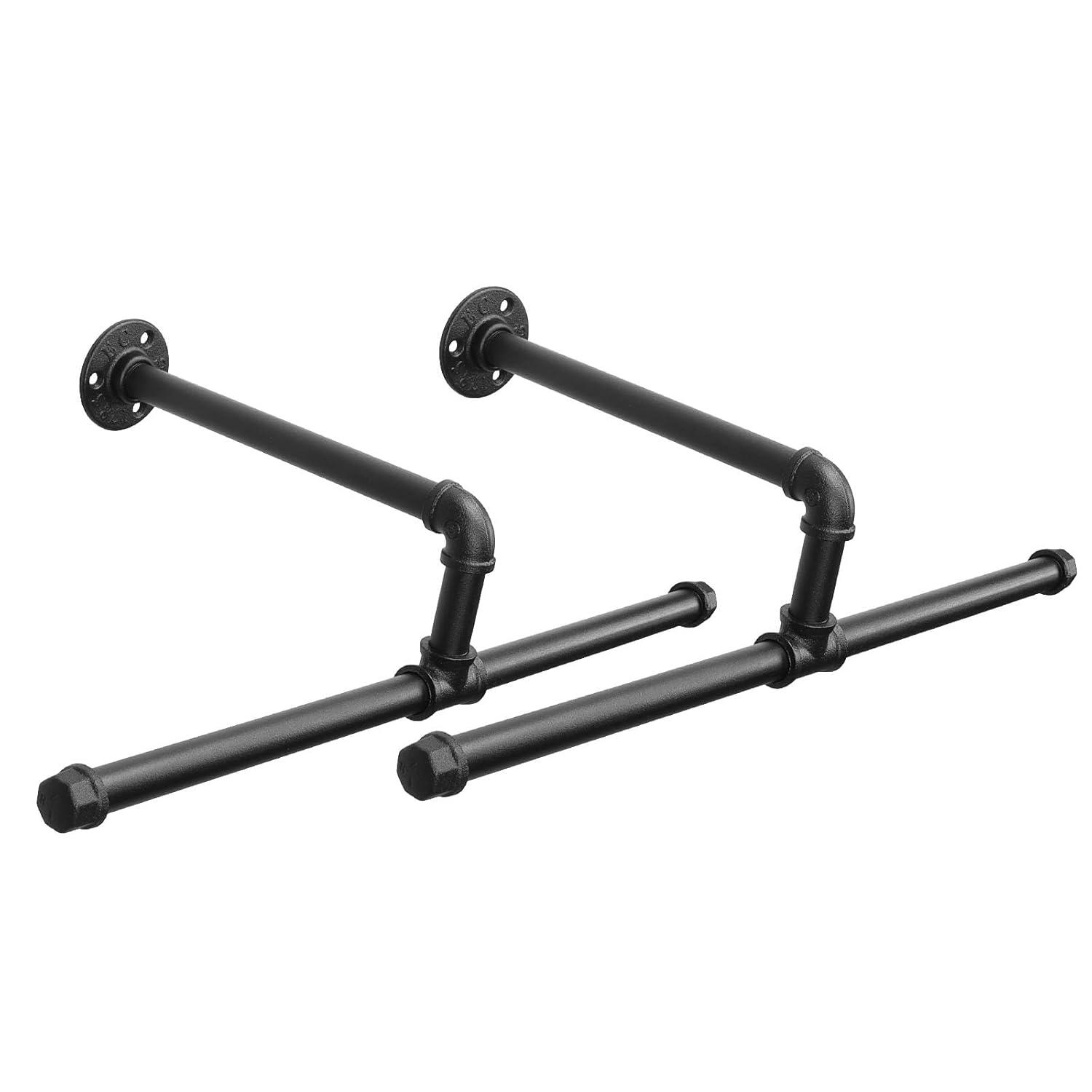 Industrial Pipe Clothes Rack Floating DIY Wall Mounted, Heavy Duty Rustic Vintage Clothing Rod, Metal Garment Bar Space-Saving Hanging for Bedroom, Bathroom and Laundry Room (Black)