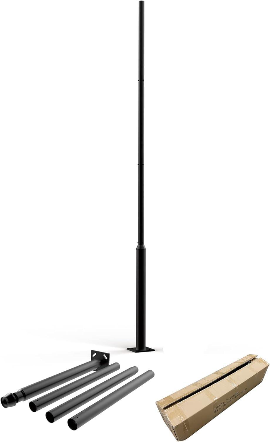 eLEDing 2.5 in - 3 in. up to 13 ft. Black Outdoor Universal Metal Light Post Pole w/ Metal Rebar Cage EE-PL4m