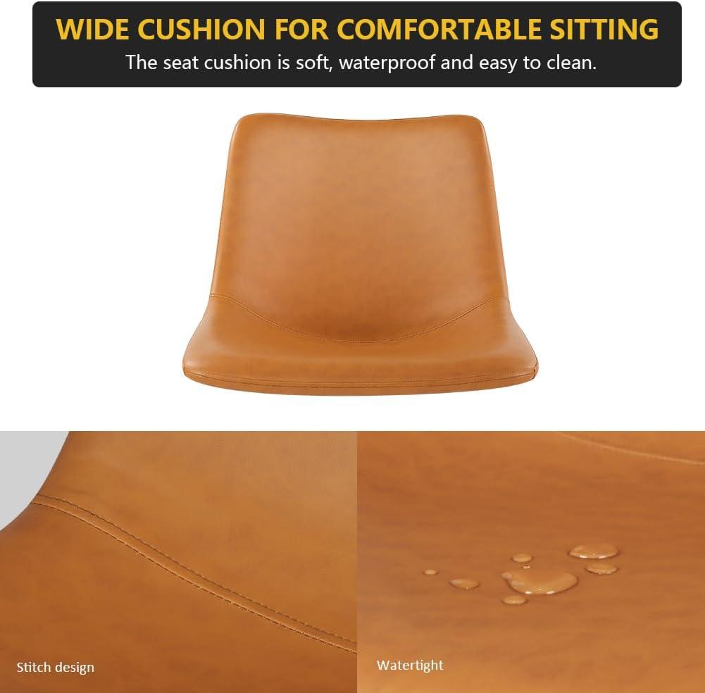 WKWKER Dinning Chairs Set of 2 Faux Leather Industrial Chair Counter Height Chair Metal Legs with Footrest Kitchen Chair for Home Bar Coffee Shop Patio Dining Chair Height 19’’ (Brown, 2pcs)