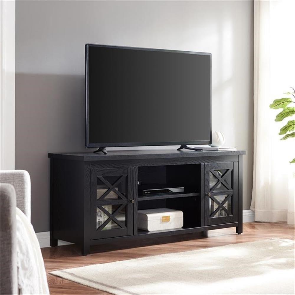 Evelyn&Zoe Colton Rectangular TV Stand for TV's up to 65", Black Grain