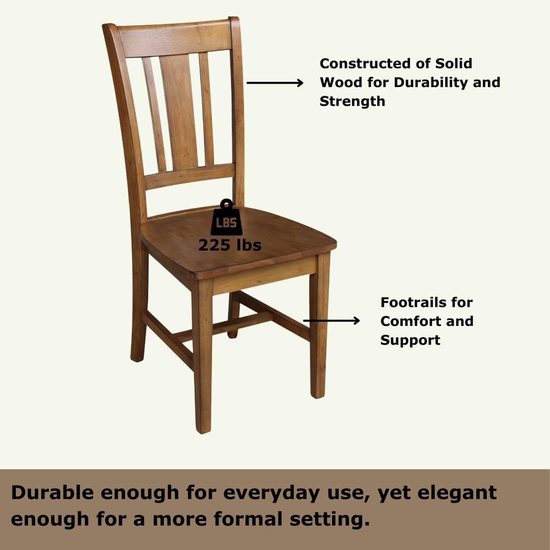 Set of 2 San Remo Splatback Chairs Pecan - International Concepts: Solid Wood, Unupholstered